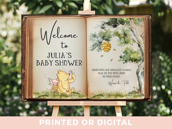 Winnie-the-pooh Storybook Baby Shower Welcome Sign Decorations - Storybook Welcome Sign - Welcome Baby Shower Sign Decor Poster