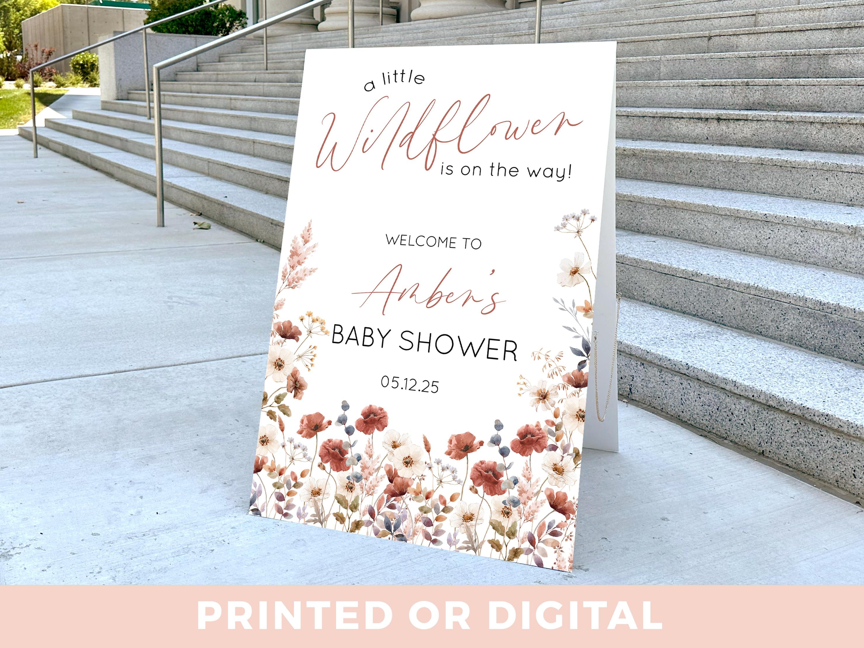 Wildflower Welcome Sign - Boho Floral Baby Shower Decor, Welcome to Baby Shower Wildflower Theme Decoration - WF10