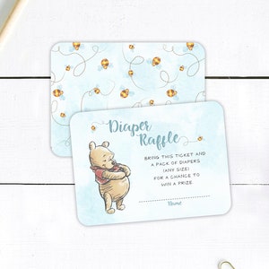 Winnie-the-pooh Baby Shower Diaper Raffle PRINTED Insert - Small Matching Insert Card - Customize for Any Event