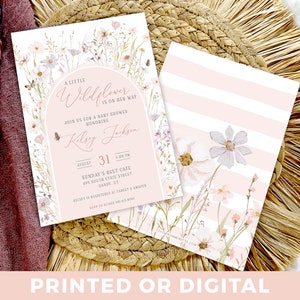 Kleine wilde bloem onderweg uitnodiging babyshower bloemen babyuitnodiging babyshower wilde bloemen uitnodiging WF06