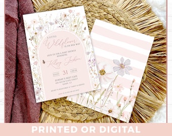 Little Wildflower on her Way Baby Shower Invitation Floral Baby Invite Baby Shower Wildflower Invitation WF06