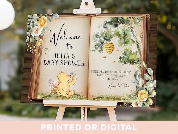 Winnie-the-Pooh Baby Shower Welcome Sign Winnie the Pooh Welcome Sign Baby Shower Decorations - Pooh Welcome Baby Shower Foam Board Poster