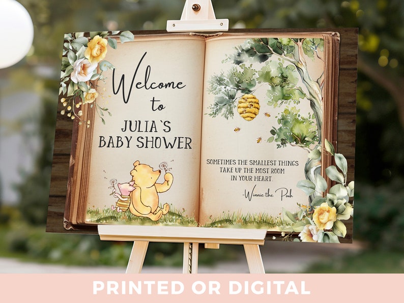 Winnie-the-Pooh Baby Shower Welcome Sign Winnie the Pooh Welcome Sign Baby Shower Decorations