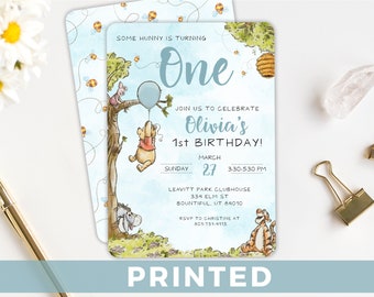 Winnie-the-pooh BIRTHDAY Invitation Classic Winnie Pooh 1st Birthday Some Hunny is turning 1 Invitations Any Birthday Winnie-the-pooh