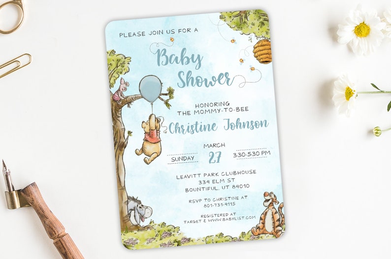 Winnie the Pooh Baby Shower Invitations