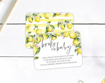 Lemon Baby Shower Books for Baby PRINTED Insert - Small Matching Insert Card - Customize for Any Event