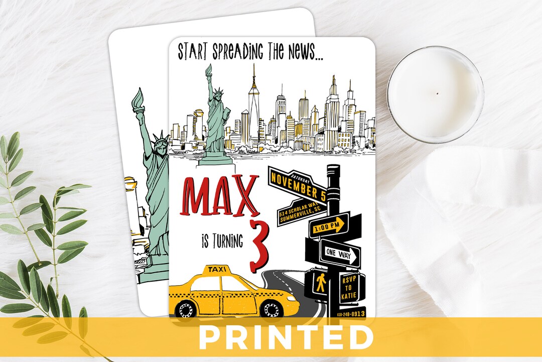 NYC Birthday Invitation New York Theme Party Invitation Statue of