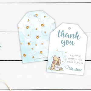 Winnie-the-pooh PRINTED Party Favor Tag - Delicioso para tu barriga - Winnie-the-pooh Hunny - 2.5"x3.4" Favor Tag