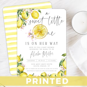 Lemon BABY SHOWER Invitation Sweet One on her Way Baby Shower Lemon Invitations Baby Shower Sweet Lemon Invite