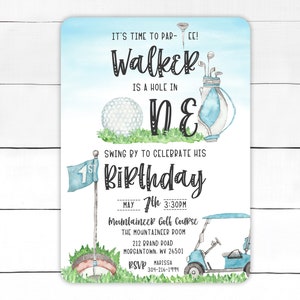Hole In One Golf Birthday Invitation- Golf Par-Tee First Birthday Party Invite - 1st Birthday Golf Editable Invitation Template bild 5
