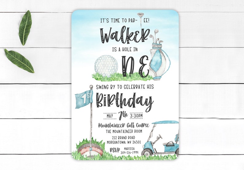 Hole In One Golf Birthday Invitation- Golf Par-Tee First Birthday Party Invite - 1st Birthday Golf Editable Invitation Template bild 5