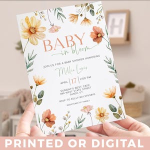 Baby in Bloom Baby Shower Invitation Wildflower Baby Shower Invite Spring Baby Shower Invitation Flower Baby Shower