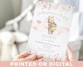 Winnie-the-pooh A Little Hunny is on the Way BABY SHOWER Invitation Pooh Tummy Baby Shower Invitations Pink Leaves Gold Dust Baby Shower