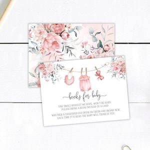 Babymeisjeskleding babyshowerboeken voor baby GEDRUKT invoegen - een lief klein meisje - kleine bijpassende insteekkaart - aanpassen voor elk evenement