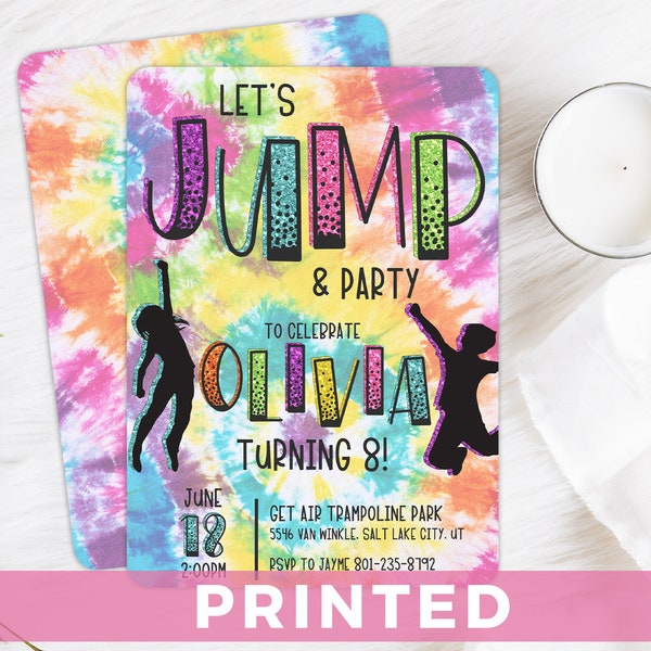 Jump Party Invitation - Tie-Dye Birthday Party - Trampoline Party - Any Age - Any Event