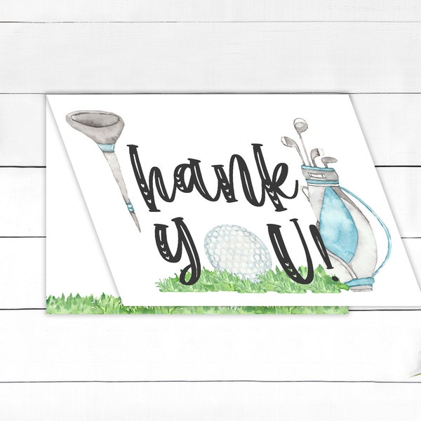 Golf  PRINTED Thank You Card - Folded Note Card - Golf Party Thank You Card