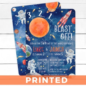 Space Party Invitation - Out of this World Birthday Party - Blast Off Birthday -  Joint Birthday - Any Age - Any Event