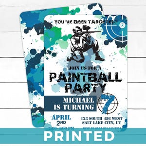 Paintball Party Invitation - Paintball Birthday Party - You&#39;ve Been Targeted - Any Age