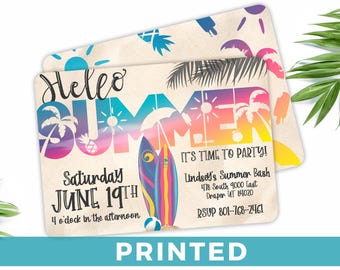 Summer Bash Invitation - Summer Birthday Party - Hello Summer Beach Party - Any Age