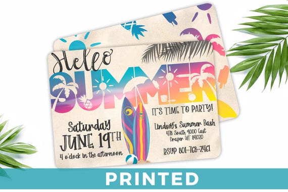 Summer Bash Invitation - Summer Birthday Party - Hello Summer Beach Party - Any Age