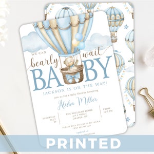 Bearly Wait BABY SHOWER Invitation Baby Hot Air Balloon Bear Baby Shower Invitations Baby Boy Teddy Bear Baby Shower Invite