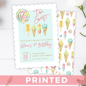 Two Sweet Invitation - 2nd Birthday Party Invitation - Lollipop and Popsicle - Any Age - Any Event