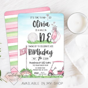 Hole In One Golf Birthday Invitation- Golf Par-Tee First Birthday Party Invite - 1st Birthday Golf Editable Invitation Template bild 9