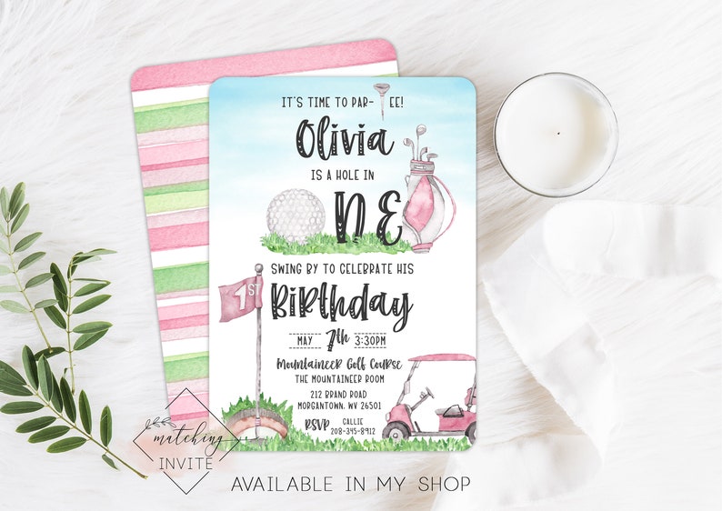 Hole In One Golf Birthday Invitation- Golf Par-Tee First Birthday Party Invite - 1st Birthday Golf Editable Invitation Template bild 9