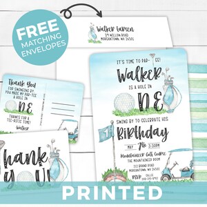 Hole In One Golf Birthday Invitation- Golf Par-Tee First Birthday Party Invite - 1st Birthday Golf Editable Invitation Template bild 4