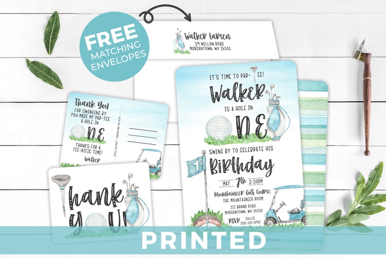 Hole In One Golf Birthday Invitation- Golf Par-Tee First Birthday Party Invite - 1st Birthday Golf Editable Invitation Template bild 4