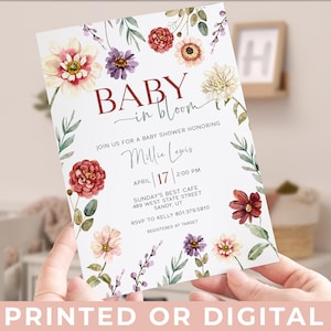 Baby in Bloom Baby Shower Invitation Wildflower Baby Shower Invite Summer Baby Shower Invitation Flower Baby Shower BB15