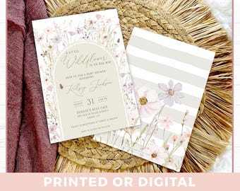 May include: A baby shower invitation with a watercolor floral design. The invitation is for a baby shower honoring Kiley Jackson. The shower will be held on August 31st at 2:00 PM at Sunday's Best Cafe. The invitation is printed on a light gray background with white stripes.