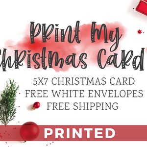 Christmas Card Printing 5x7 - Holiday Greeting Cards - Print Your Own Design - FREE Envelopes - 5x7 Christmas Card Printing Service