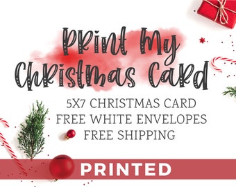 Christmas Card Printing 5x7 - Holiday Greeting Cards - Print Your Own Design - FREE Envelopes - 5x7 Christmas Card Printing Service