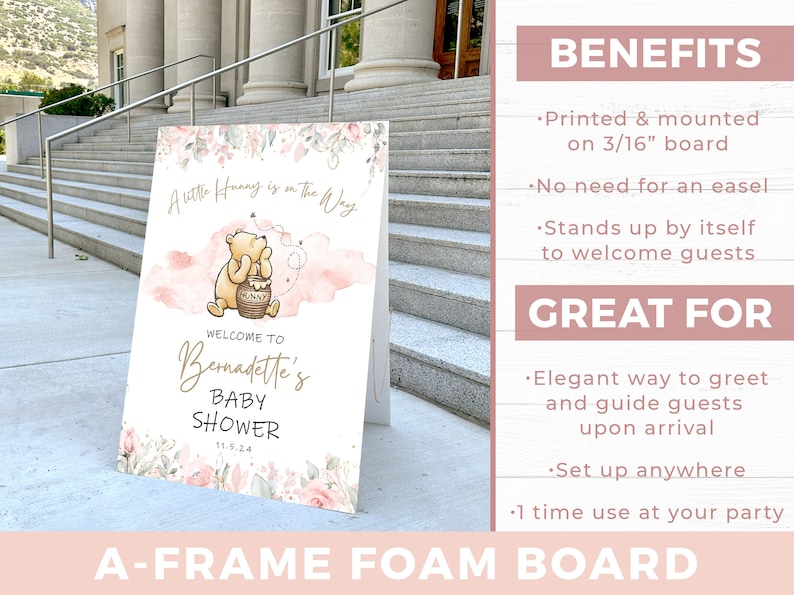 A-Frame Foam Board Winnie the pooh sign decor