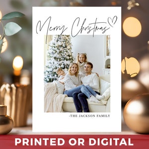 Minimalistische kerstfotokaarten - eenvoudige foto kerstkaarten - GEDRUKT - Kerst familiefoto - staand/verticaal