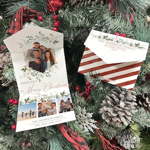 Cartes de vœux pliées Joyeux Noël Plier et envoyer la carte de Noël Cartes de vœux avec photo de famille personnalisées