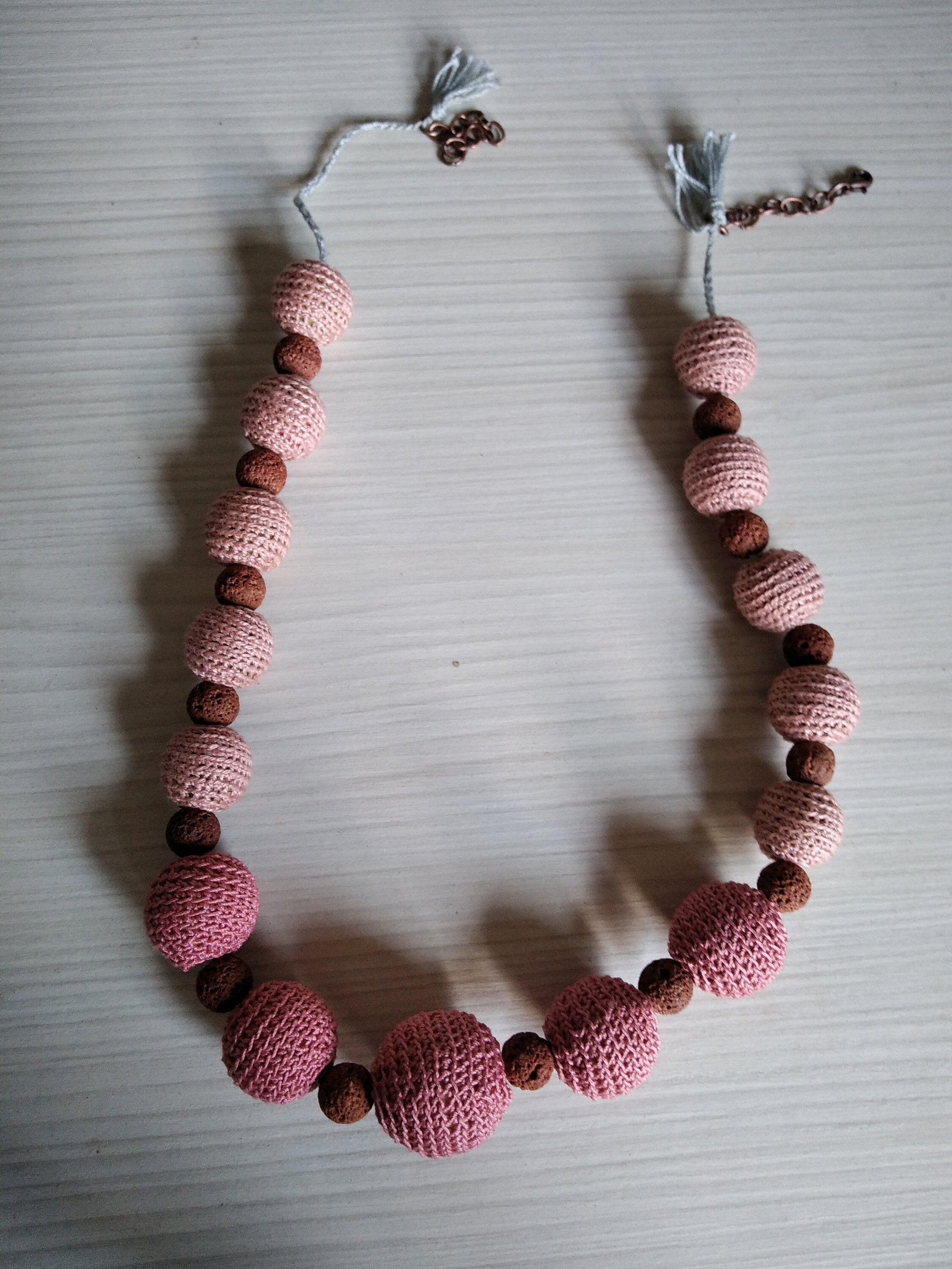 Crochet Necklace Made of Cotton Thread Filled With Wooden Etsy
