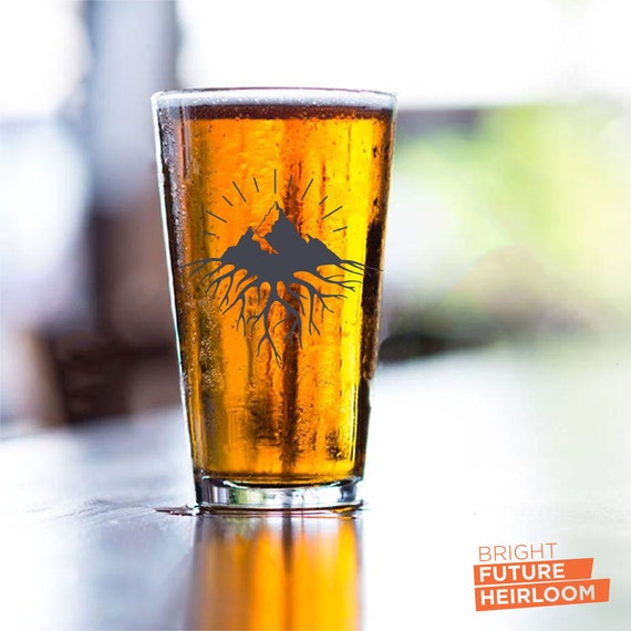 Berg Wurzeln - vollfarbige gedruckt Pint Glas - die besten benutzerdefinierte gedruckt Pint Glas, perfekt als Handwerk Bier glas oder Bier-Liebhaber-Geschenk