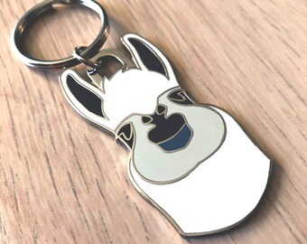 Flat Design Llama Keychain or Alpaca Keychain Super Awesome Custom Soft Enamel Keychain with Metal Ring.