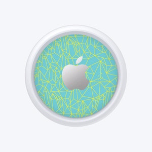 Apple AirTag Skin - Teal and Yellow Crystal Pattern - Apple AirTags Sticker Double Sided Skin Printed Vinyl Decal