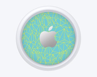 Apple AirTag Skin - Teal and Yellow Crystal Pattern - Apple AirTags Sticker Double Sided Skin Printed Vinyl Decal