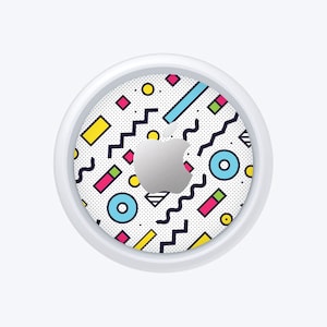 Apple AirTag Skin - Printed Pattern - Dots and Lines Memphis Pattern - Apple AirTags Sticker Vinyl Double Sided Skin Printed Vinyl Decal