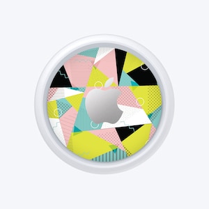 Apple AirTag Skin - Printed Pattern - Pastel Lines Memphis Pattern - Apple AirTags Sticker Vinyl Double Sided Skin Printed Vinyl Decal