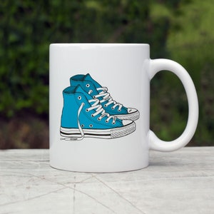 Blue Chucks High Top Sneakers Full Color Ceramic Mug A Perfect Unique Coffee Mug Or Custom Tea Cup That's Dishwasher Safe image 6