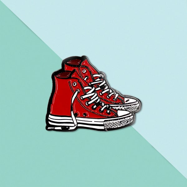 Red Chucks Pin Super Awesome Custom Converse Shoe Soft Enamel Pin. Cute Enamel Pins for your collar, jacket pocket, or tote bag.