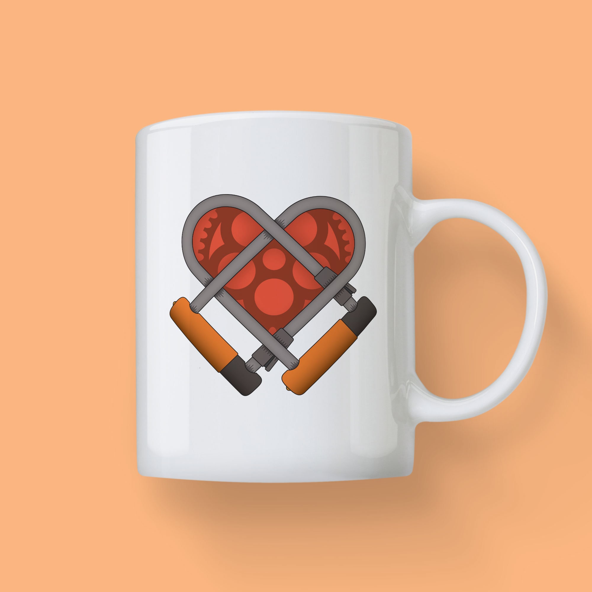 U-lock Bike Lock Heart - Full Color Ceramic Mug - A Perfect