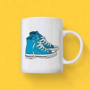 Blue Chucks High Top Sneakers Full Color Ceramic Mug A Perfect Unique Coffee Mug Or Custom Tea Cup That's Dishwasher Safe image 2