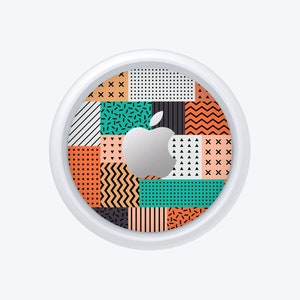 Apple AirTag Skin - Printed Bold Pastel Rectangles Memphis Pattern - Apple AirTags Sticker Vinyl Double Sided Skin Printed Vinyl Decal