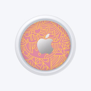 Apple AirTag Skin - Pink and Yellow Geometric Pattern - Apple AirTags Sticker Double Sided Skin Printed Vinyl Decal